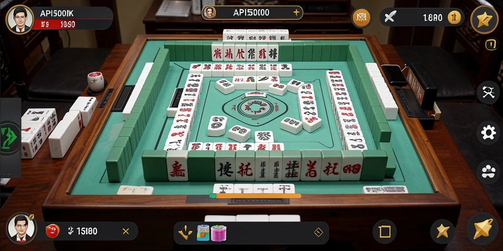 Tangkapan layar gameplay API5000 menunjukkan pertempuran Mahjong yang seru dan menegangkan.