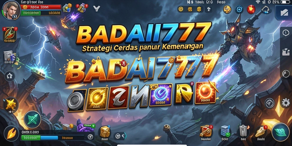 Tampilan utama gameplay BADAI777 menunjukkan pertarungan strategi yang intens.