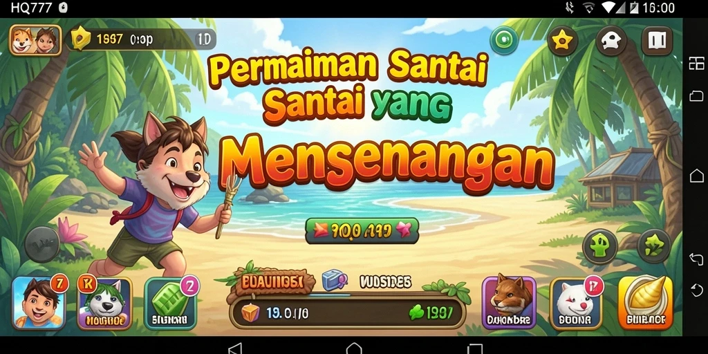 Tangkapan layar dari gameplay HQ777 yang penuh warna dan menarik.