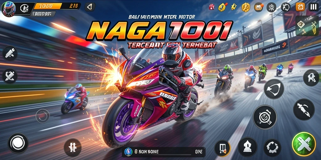 Gameplay balapan motor yang seru dan penuh aksi.