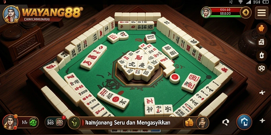 Tampilan gameplay seru dari WAYANG88 dengan ubin Mahjong yang penuh warna.